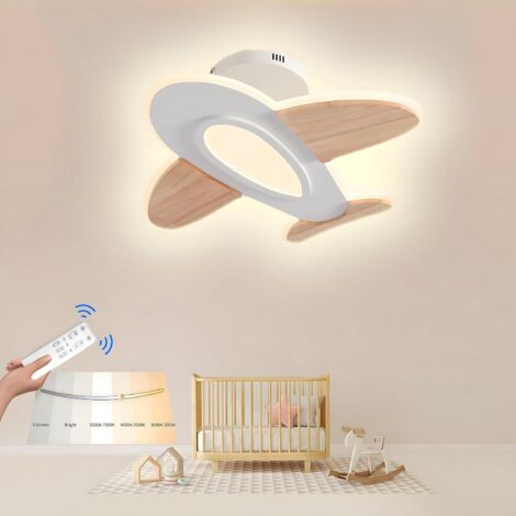 1 Plafonnier LED Avion Bois Acrylique 40W Dimmable Télécommande 3000-6000K Chambre Enfant Salon (1/5)