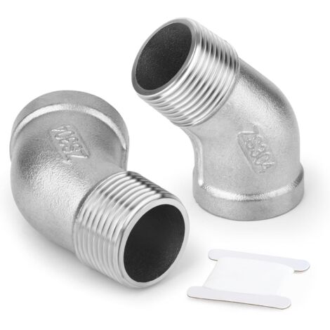 5 Pcs 3/8" BSP Femelle vers Mâle Connecteur coudé, Acier inoxydable 304 Raccord à 45 degrés, Frizione a croce 4 vie - 1/4"M x 1/4"F (1/5)