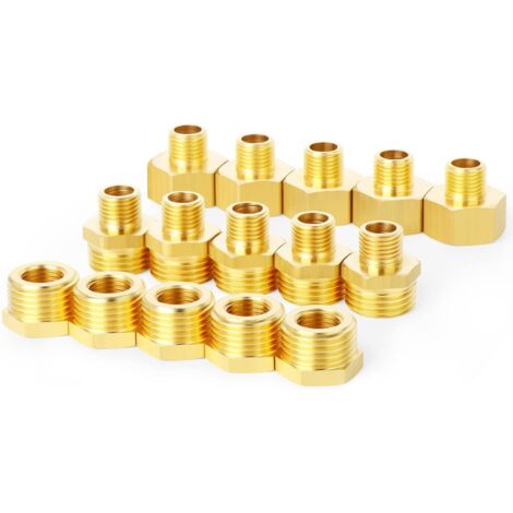12 pièces raccords de tuyauterie en laiton pour métaux, mamelon hexagonal et coupleur hexagonal, tuyau à filetage mâle 1/4 "x 1/4" BSP, femelle BSP x - 3/8 X (1/5)