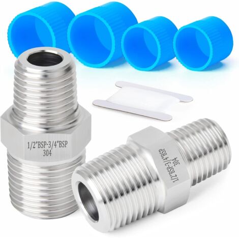5 pièces 1/4 "mâle BSP x 3/8" mâle filetage forgé en acier inoxydable réducteur hexagonal mamelon connecteur SUS 304 raccords de tuyauterie - 3/4 1/2 (1/5)