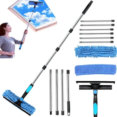 1 Kit Nettoyage 3 En 1, Tête Rotative 270°, Manche Télescopique 400cm, Pour Fenêtres Et Voitures