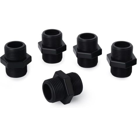 5 pièces 1 "BSP connecteurs mâles à mâles, raccords de tuyauterie mamelon hexagonal en PVC - 1" X 32MM (1/5)