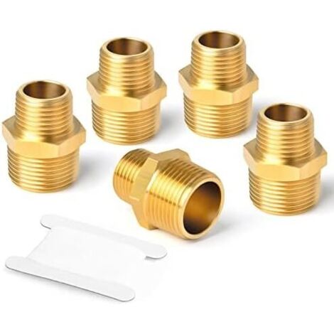 12 pièces raccords de tuyauterie en laiton pour métaux, mamelon hexagonal et coupleur hexagonal, tuyau à filetage mâle 1/4 "x 1/4" BSP, femelle BSP x - 3/8"M-1/4"M(Reducer) (1/5)
