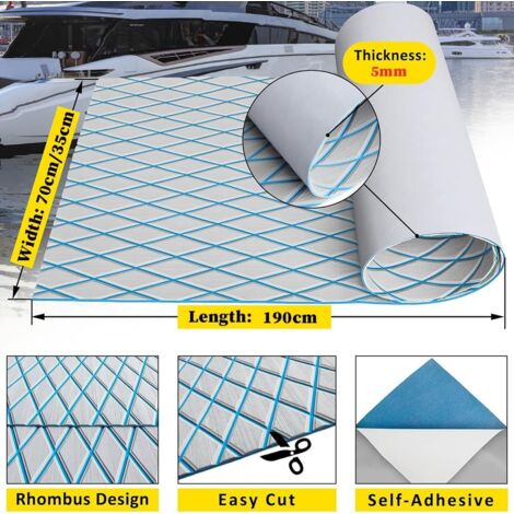 Owneed Revêtement de sol en mousse Eva autocollant pour bateau et yacht - 240 x 900 x 6 mm - En forme de teck - Antidérapant - Gris noir Owneed Revêtement de sol en mousse Eva autocollant pour bateau et yacht - 240 x 900 x 6 mm - En forme de teck - Antidérapant - Gris noir