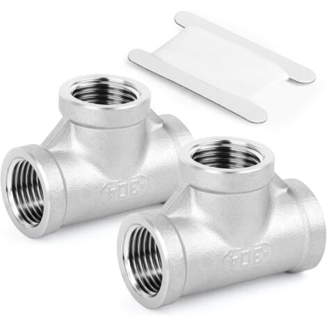 1 pièces Raccords de tuyauterie en acier inoxydable à 5 voies, 1" BSP femelle raccords Tee 1/4"BSP(2 PCS) (1/5)
