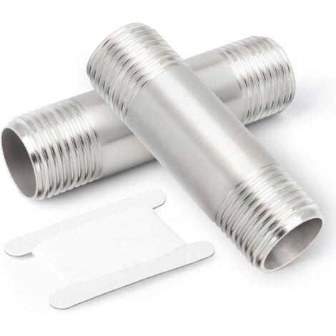 2 pièces raccords de tuyauterie en acier inoxydable, 1/2"BSP mâle x femelle fileté, tuyau fonte mamelonné 50mm long, pour gaz pétrole liquéfié - 1/4"BSP(Mâle Mâle) (1/5)