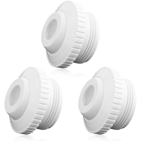 3 Buses de retour, PVC blanc, œillet pivotant 1/2", filetage 3/4", pour piscine et spa (1/5)