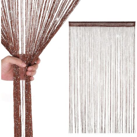 1 Panneau Rideau À Franges Polyester 200x90cm Séparateur De Pièce Moustiquaire Pour Porte Fenêtre Mariage (1/5)