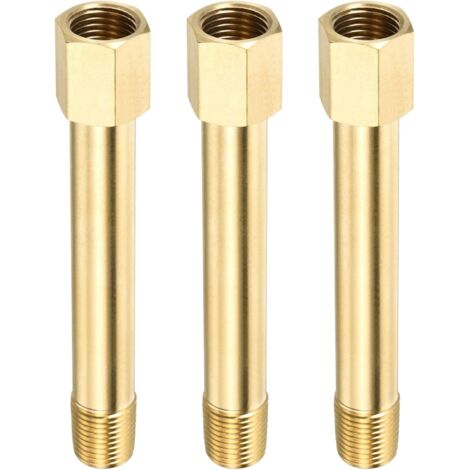 3 Paquet Rallonge Connecteur Tuyau Raccord - Laiton Hex Couplage, Convertisseur Adaptateur, Appliquer à Industriel Utilisation, (G1/4 Femelle G1/4 Mâle 100mm, Doré) (1/5)