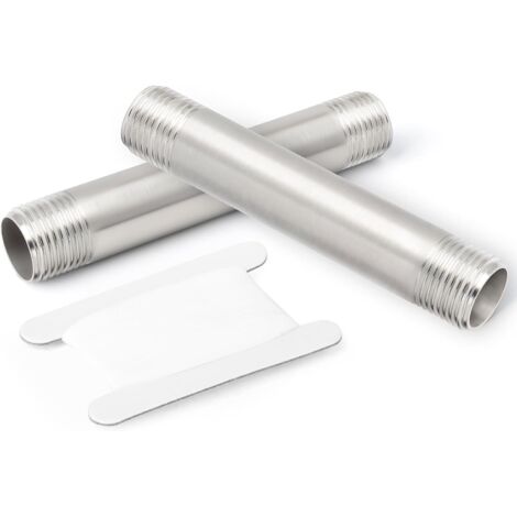 2 pièces de raccords tuyauterie en acier inoxydable, 1/2"FBSP x 1/2"FBSP, 50mm longueur, pour tuyaux fonte, l'eau, l'air et le gaz naturel 100mm Length 1/2"BSP(Mâle Mâle) (1/5)