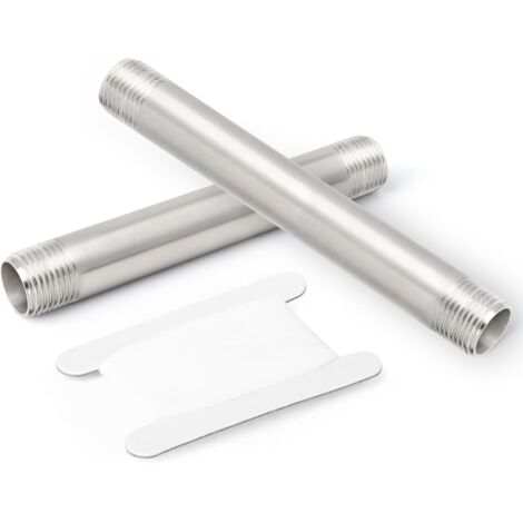 2 pièces de raccords tuyauterie en acier inoxydable, 1/2"FBSP x 1/2"FBSP, 50mm longueur, pour tuyaux fonte, l'eau, l'air et le gaz naturel 150mm Length 1/2"BSP(Mâle Mâle) (1/5)