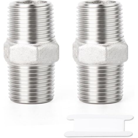 2 pièces raccords de tuyauterie à embout hexagonal en acier inoxydable 304, filetage BSP mâle 1-1/4" 1-1/4", raccord adaptateur droit - 1/2"M (1/5)