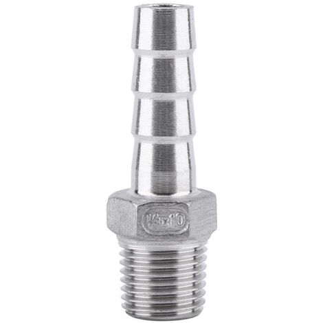 Connecteur BSP 1/8 " 3/4" de Queue Tuyau Barb Filetage Fil D'acier Inoxydable SS304 Pour le Produit Chimique, Chauffage L'eau, Tuyauterie Mécanique(1 point = 6mm) - 2 point=1/410mm (1/3)