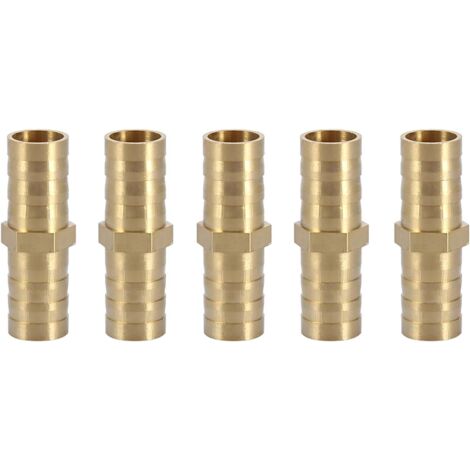 5pcs Raccord de Tuyau Droit à Deux Voies en Laiton Barbelé Connecteur Tube Jonction 6/8/10/12/14/mm (10mm) - 12 mm (1/5)