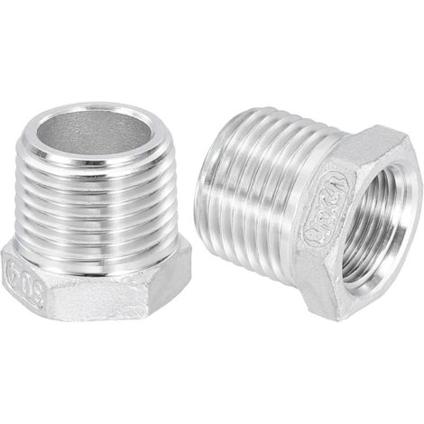 5Pcs 3/4" Mâle à 1/4" Femelle NPT 304 Acier Inoxydable Réducteur Hex Bushing, Adapter Raccord pour systèmes industriels, pétrole/gaz, eau, HVAC et plomberie - 1/2" Male to 3/8" Female (1/5)