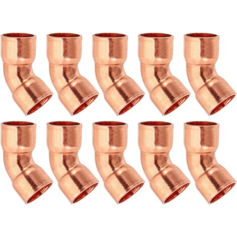 1/2" ID 0,8mm Épais Raccord Coudé en Cuivre, 5Pcs 99,9% Cuivre Pure de Tuyau à 45 Degrés, Connecteur Tube Rayon Court avec Connexion Soudée la Sueur - 3/8" (1/5)