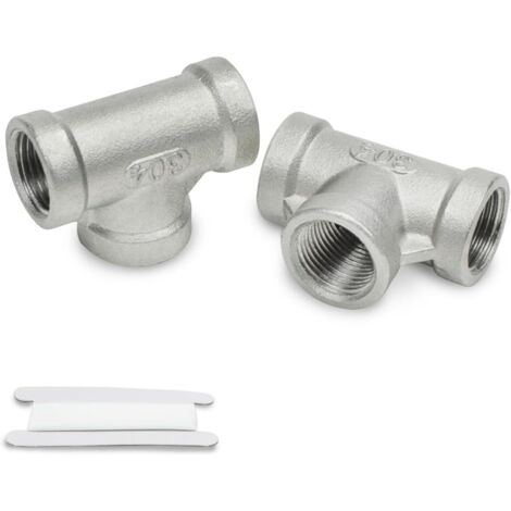 2 Pièces 3/4" femelle BSP Connecteur à 3 voies Raccords de tuyauterie femelles en té acier inoxydable 304 - 1/4 (1/5)