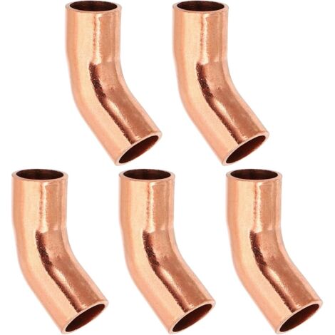 1/2" ID 0,8mm Épais Raccord Coudé en Cuivre, 5Pcs 99,9% Cuivre Pure de Tuyau à 45 Degrés, Connecteur Tube Rayon Court avec Connexion Soudée la Sueur - 1/4" (1/5)