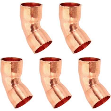 1/2" ID 0,8mm Épais Raccord Coudé en Cuivre, 5Pcs 99,9% Cuivre Pure de Tuyau à 45 Degrés, Connecteur Tube Rayon Court avec Connexion Soudée la Sueur - (1/5)