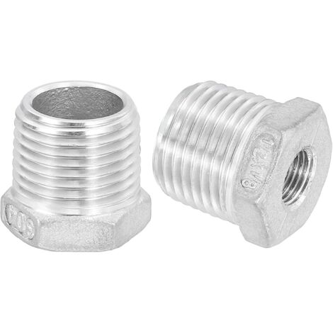 5Pcs 3/4" Mâle à 1/4" Femelle NPT 304 Acier Inoxydable Réducteur Hex Bushing, Adapter Raccord pour systèmes industriels, pétrole/gaz, eau, HVAC et plomberie - 1/2" Male to 1/8" Female (1/5)