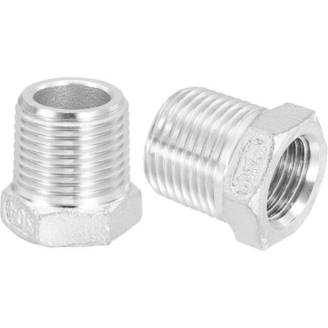 5Pcs 3/4" Mâle à 1/4" Femelle NPT 304 Acier Inoxydable Réducteur Hex Bushing, Adapter Raccord pour systèmes industriels, pétrole/gaz, eau, HVAC et plomberie - 3/8" Male to Female (1/5)
