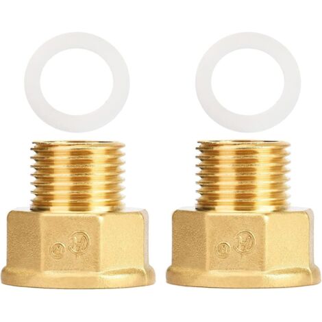 Adaptateur de Gaz, 1/2 vers 3/4 pour Cuisinière à Raccord Tuyauterie en Laiton avec Bague d'étanchéité - mâle femelle (1/5)