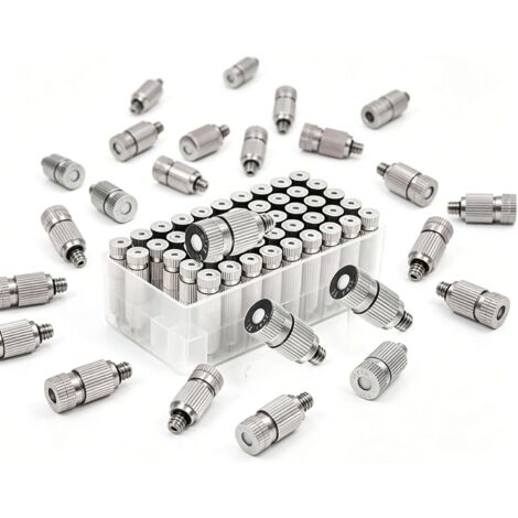 Lot de 50 buses brumisation en laiton, têtes buse pulvérisation haute pression, pièces brumisateur pour système refroidissement extérieur, serres, aménage 2 sections Orifice Dia 0.4mm Sections 0.15mm