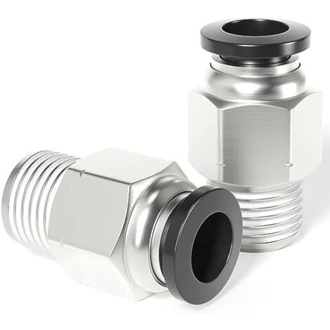 Raccords en cuivre mâle droits 4mm OD x 1/8 BSP PC4-01 (10 pièces) - (1/5)