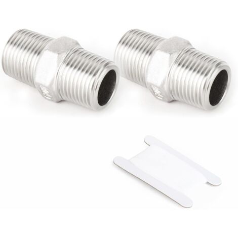 2 pièces de raccords tuyauterie en acier inoxydable 304 moulés, à embout hexagonal, connecteurs filetage mâle 1/2" BSP - 3/4" (1/5)