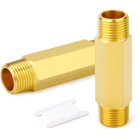 2pièces en laiton Long mamelon, 1/2 BSP 50mm de longueur raccord tuyau 3/860 (1/5)