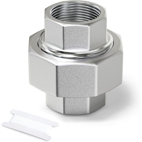 2 pièces 1/2" BSP en acier inoxydable 304 Raccords femelles et mâles, raccords union, adaptateurs filetés pour eau/huile/gaz - 3/4" F(1 PCS) (1/5)