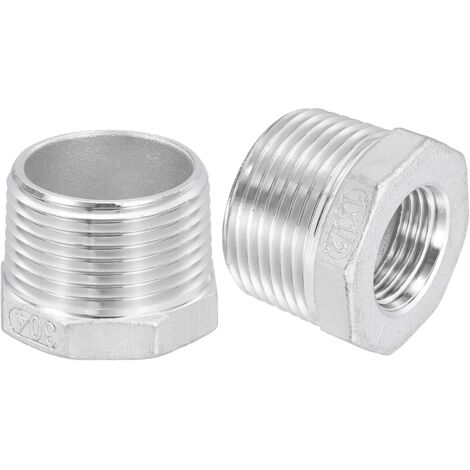 5Pcs 3/4" Mâle à 1/4" Femelle NPT 304 Acier Inoxydable Réducteur Hex Bushing, Adapter Raccord pour systèmes industriels, pétrole/gaz, eau, HVAC et plomberie - 1" Male to 1/2" Female (1/5)