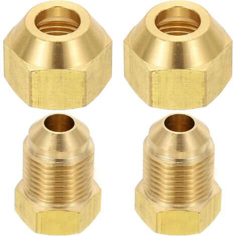 2pcs Raccords de Tube en Laiton, Femelle 1/2" x Mâle 5/8", Apdateur d'Accouplement à 45 Degrés avec Écrou Bride, Raccord Tuyau HVAC Climatisation Plomberie Gaz - 1/4" Flare Female 3/8" Male (1/5)