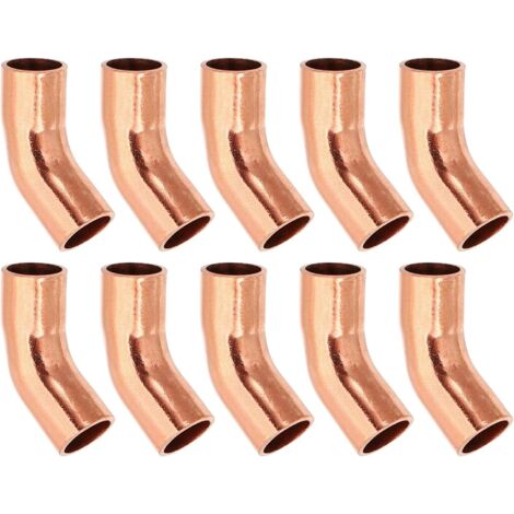 1/2" ID 0,8mm Épais Raccord Coudé en Cuivre, 5Pcs 99,9% Cuivre Pure de Tuyau à 45 Degrés, Connecteur Tube Rayon Court avec Connexion Soudée la Sueur - 1/4" (1/5)
