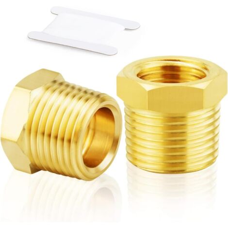 Raccord de tuyauterie fileté en laiton 1/8 pouce BSP mâle x 3/8 femelle Adaptateur à douille hexagonale (5Pcs) - 3/4 (1/5)