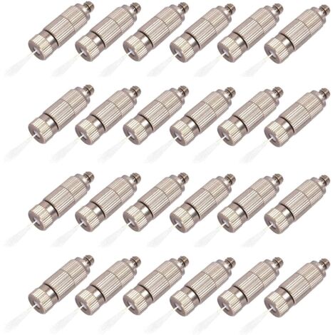 Lot de 50 buses brumisation en laiton, têtes buse pulvérisation haute pression, pièces brumisateur pour système refroidissement extérieur, serres, aménage 2 sections Orifice Dia 0.4mm 3 Sections 0.3mm