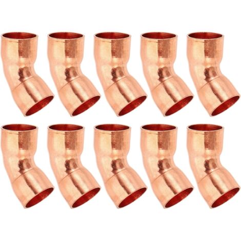 1/2" ID 0,8mm Épais Raccord Coudé en Cuivre, 5Pcs 99,9% Cuivre Pure de Tuyau à 45 Degrés, Connecteur Tube Rayon Court avec Connexion Soudée la Sueur - (1/5)