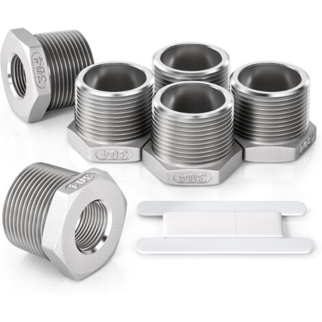 3 Pcs 1/2" mâle vers 1/4" femelle Raccord réducteur à douille hexagonale en acier inoxydable, filetage BSP, pour le raccordement de tuyaux - 3/4"M X 1/2"F (1/5)