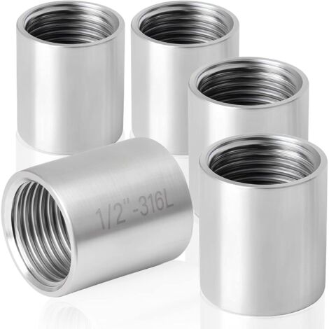 5 Pièces Connecteurs Droits en Acier Inoxydable 316, Raccord Droit Femelle Fileté 1/2" pour Tuyaux, Radiateurs, Drains, Réservoirs et - (1/5)