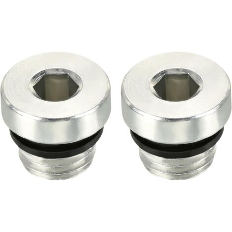 2 Pcs Bouchon Tuyau M10x1.25, Filetage Mâle Raccord à Empreinte Hexagonale Interne Accessoires Tuyauterie, Idéal pour Fermer les Extrémités (Argent, 0.2-Pouce) - (1/4)