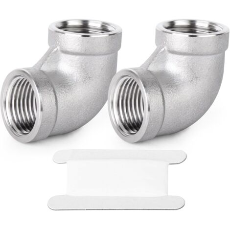 1 pièces coude à 45 degrés en acier inoxydable 304, tuyau mâle 1"BSP vers femelle 1"BSP, raccord de tuyauterie 304 Fbsp X Fbsp(90 Degrés) 1-1/2"BSP(2 PCS) (1/5)