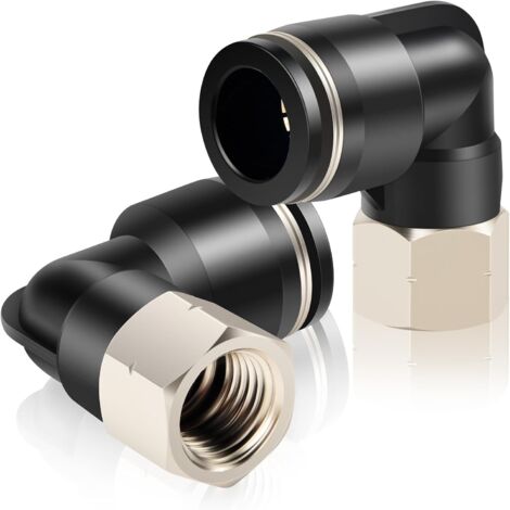 Coude femelle 10mm tube OD x 1/2 pouce filetage BSP Raccords Push to Connect PLF10-04(Pack de 2) - (1/5)