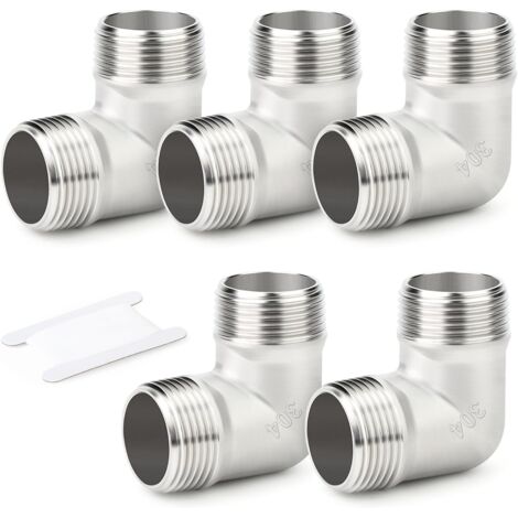 1 pièces coude à 45 degrés en acier inoxydable 304, tuyau mâle 1"BSP vers femelle 1"BSP, raccord de tuyauterie 304 Mbsp X Mbsp(90 Degrés) 1/4"BSP(5 PCS) (1/5)