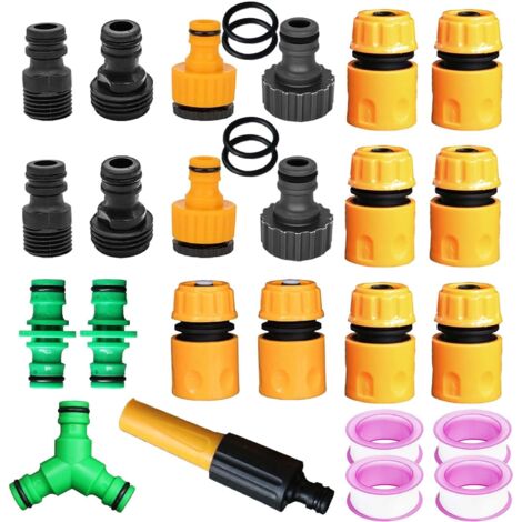 12 Connecteur Tuyau Arrosage, Raccord d'Arrosage 19mm 25 mm, Rapide Arrosage 1/2 in Rapides 3/4 in, Raccords Bidirectionnels Plastique 20 Set - (1/5)