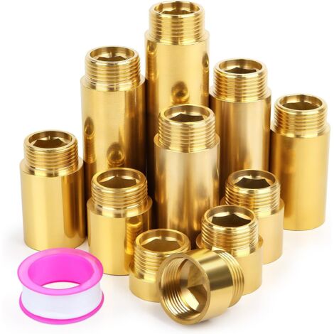 Rallonge de Robinet 1/2" 100mm extension raccord fileté en Laiton 1Pcs rallonge filetée plomberie rallonges robinet exterieur pour eau potable l'Installation De Chauffage Valves D'angle - 3/4" x 70mm (1/5)