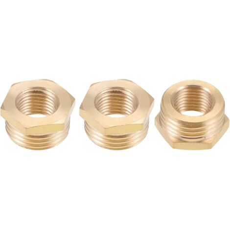 Raccord de Tuyau en Laiton Mâle G1/2 x Femelle G1/4 - Lot 3 Idéal pour la Connexion Tuyaux Adaptateur Réducteur Ton Doré