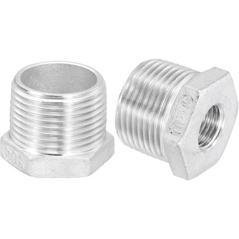 5Pcs 3/4" Mâle à 1/4" Femelle NPT 304 Acier Inoxydable Réducteur Hex Bushing, Adapter Raccord pour systèmes industriels, pétrole/gaz, eau, HVAC et plomberie - Male to Female (1/5)