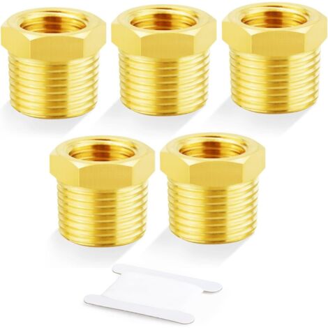 Raccord de tuyauterie fileté en laiton 1/8 pouce BSP mâle x 3/8 femelle Adaptateur à douille hexagonale (5Pcs) - 3/4 1/2 (1/5)