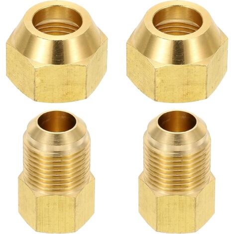 2pcs Raccords de Tube en Laiton, Femelle 1/2" x Mâle 5/8", Apdateur d'Accouplement à 45 Degrés avec Écrou Bride, Raccord Tuyau HVAC Climatisation Plomberie Gaz - 1/4" Flare Female Male