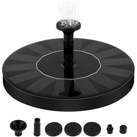 Fontaine solaire avec 6 buses pour le jardin, 7 V 1,5 W, fontaines solaires flottantes bain d'oiseaux, piscine, terrasse, étang et aquarium - (1/5)